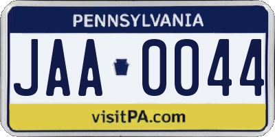 PA license plate JAA0044
