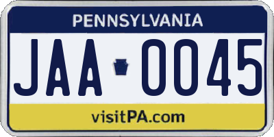 PA license plate JAA0045