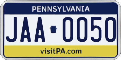 PA license plate JAA0050