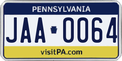 PA license plate JAA0064