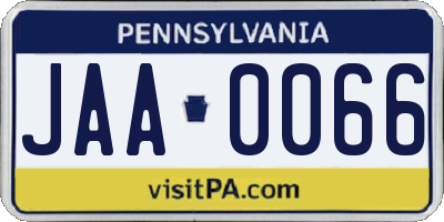 PA license plate JAA0066