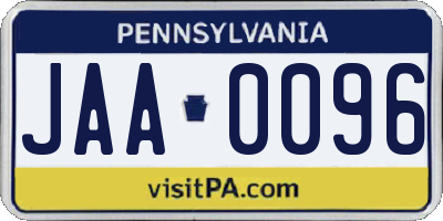 PA license plate JAA0096
