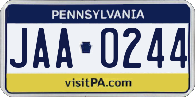 PA license plate JAA0244