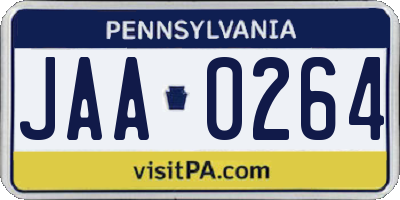 PA license plate JAA0264