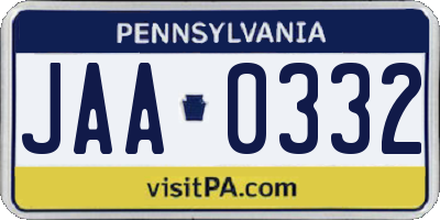 PA license plate JAA0332