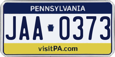PA license plate JAA0373