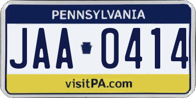 PA license plate JAA0414
