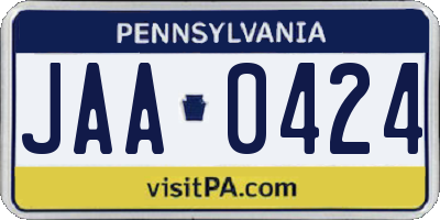 PA license plate JAA0424