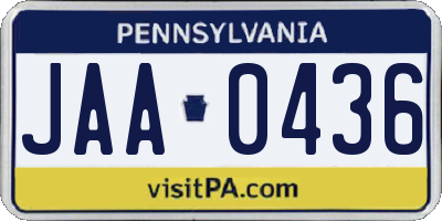 PA license plate JAA0436