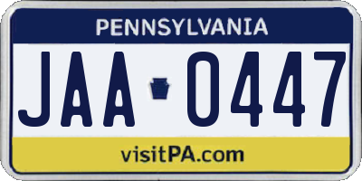 PA license plate JAA0447