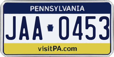 PA license plate JAA0453