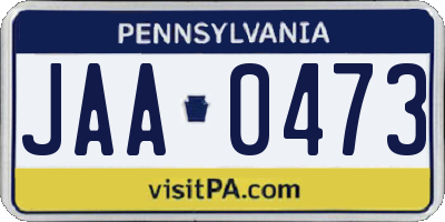 PA license plate JAA0473
