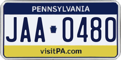 PA license plate JAA0480