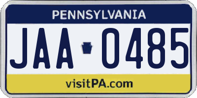 PA license plate JAA0485