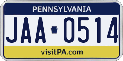 PA license plate JAA0514