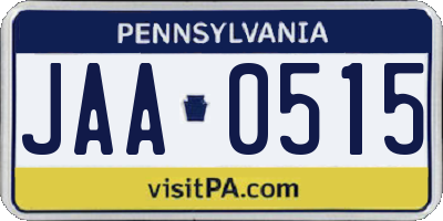 PA license plate JAA0515