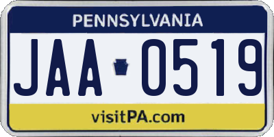 PA license plate JAA0519