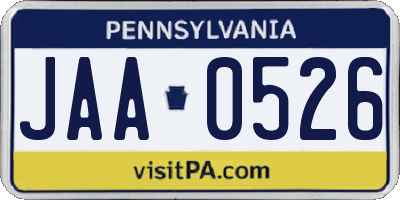 PA license plate JAA0526