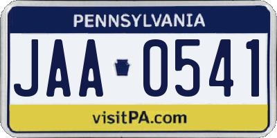 PA license plate JAA0541