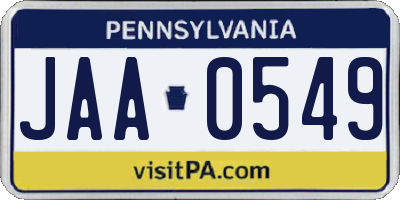 PA license plate JAA0549
