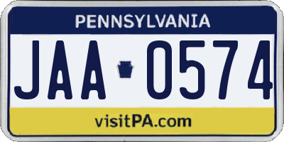 PA license plate JAA0574
