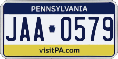 PA license plate JAA0579