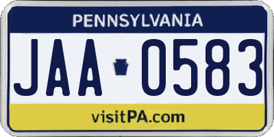 PA license plate JAA0583