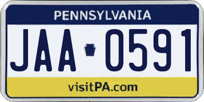 PA license plate JAA0591