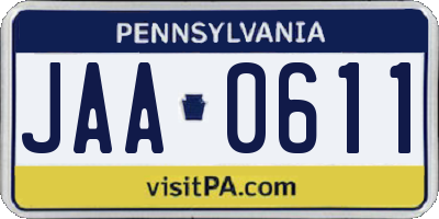 PA license plate JAA0611