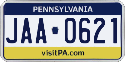 PA license plate JAA0621