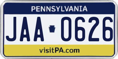PA license plate JAA0626