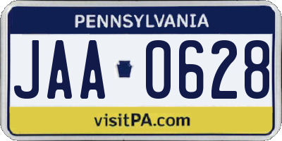 PA license plate JAA0628