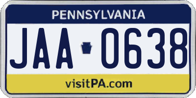 PA license plate JAA0638