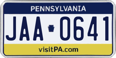 PA license plate JAA0641