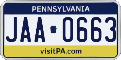 PA license plate JAA0663