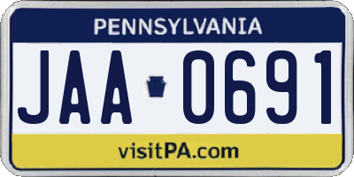 PA license plate JAA0691