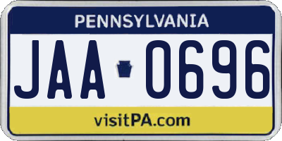 PA license plate JAA0696