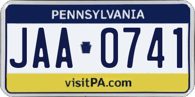 PA license plate JAA0741