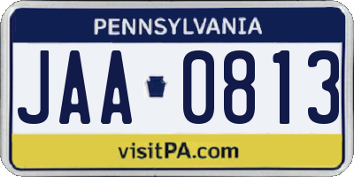 PA license plate JAA0813