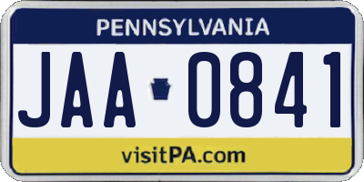 PA license plate JAA0841