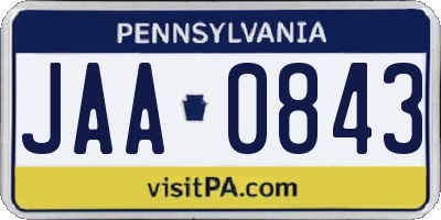 PA license plate JAA0843