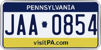 PA license plate JAA0854