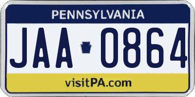 PA license plate JAA0864