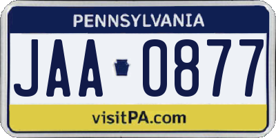 PA license plate JAA0877
