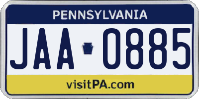 PA license plate JAA0885