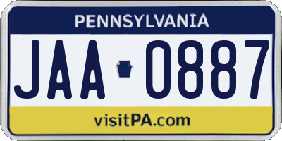 PA license plate JAA0887