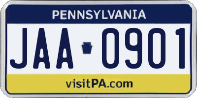 PA license plate JAA0901