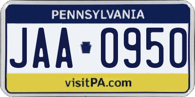 PA license plate JAA0950