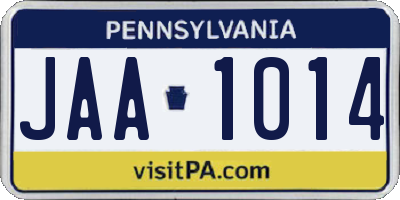 PA license plate JAA1014