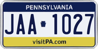 PA license plate JAA1027